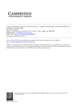 German Unification: Between Official History, Academic Scholarship