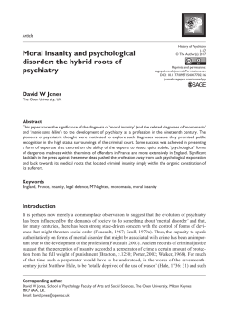 Moral insanity and psychological disorder: the hybrid roots of