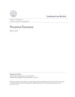 Precarious Possession - DigitalCommons @ LSU Law Center