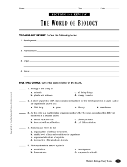 THE WORLD OF BIOLOGY