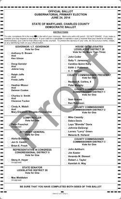 Primary Ballot, Charles County - Maryland State Board of Elections