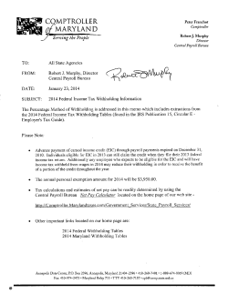 2014 Federal Income Tax Withholding Information