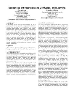 Sequences of Frustration and Confusion, and Learning