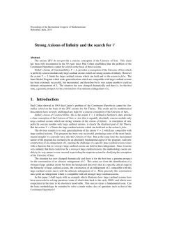 Strong Axioms of Infinity and the Search for V