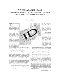 A Vote Against Fraud - Wisconsin Policy Research Institute