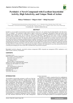 Pyridalyl: A Novel Compound with Excellent