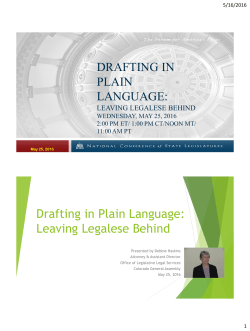 Drafting in Plain Language
