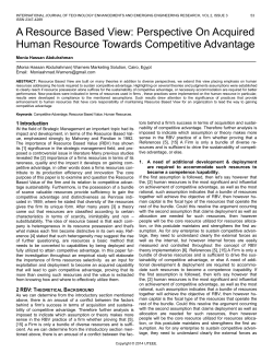 A Resource Based View: Perspective On Acquired Human