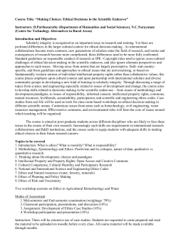 Course Title: &ldquo;Making Choices: Ethical Decisions in the Scientific