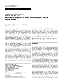 Physiological responses in tennis and running with similar oxygen