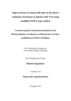 Improvement of catalyst life time in the direct oxidation of benzene to