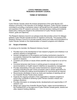 CYSTIC FIBROSIS CANADA RESEARCH ADVISORY COUNCIL