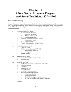 Chapter 17 A New South: Economic Progress and Social Tradition