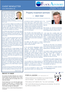 CLIENT NEWSLETTER Property investment seminars &mdash; steer clear