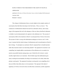 Rawls versus Utilitarianism in the Light of