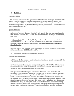 Business Associate Agreement I. Definitions Catch-all