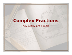 Complex Fractions - SUCCESS Academy Students