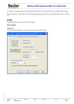 Modbus ASCII between E1000 and Jokab Pluto