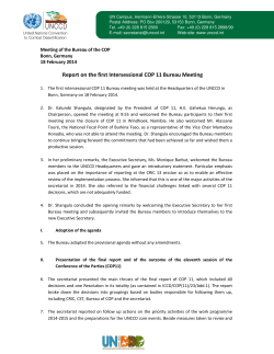 Report on the first Intersessional COP 11 Bureau Meeting