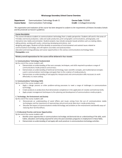 Mississauga Secondary School Course Overview Department