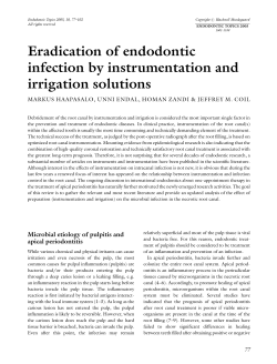 Eradication of endodontic infection by instrumentation and irrigation