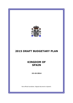 2015 DRAFT BUDGETARY PLAN KINGDOM OF SPAIN