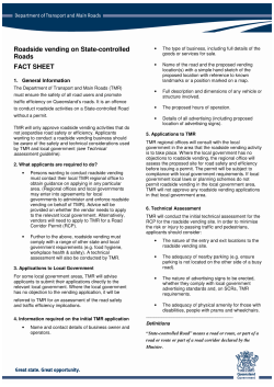 Roadside Vending on State-controlled Roads&mdash;fact sheet