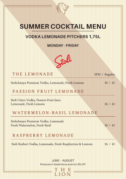 SUMMER COCKTAIL MENU