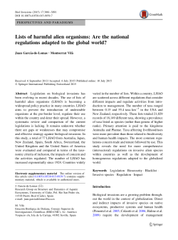 Lists of harmful alien organisms: Are the national regulations