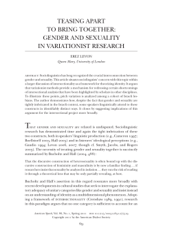 gender and sexuality in variationist research