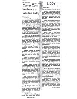 Carter Cuts Sentence of Gordon Liddy
