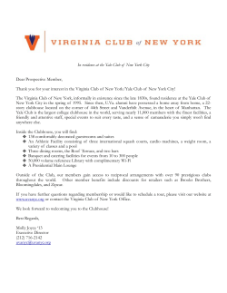 In residence at the Yale Club of New York City Dear Prospective