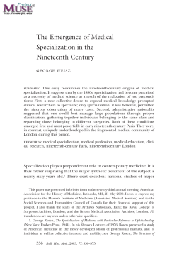 The Emergence of Medical Specialization in the