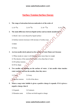 Surface Tension-Surface Energy
