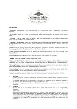 DEFINITIONS: &ldquo;Agreement&rdquo; means these Terms and Conditions, the