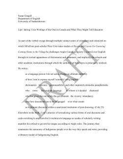 Lips` Ink: Cree Writings of the Oral in Canada and What They Might