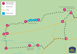 Points of interest (see other page) Walking Route Roads Bodies of