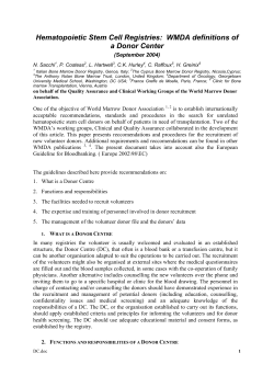 Philippe Hematopoietic Stem Cell Registries: WMDA Definitions of a