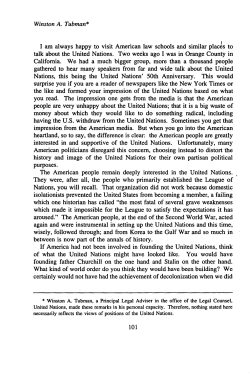 Panel III: The Role of the United Nations with Respect to the Means