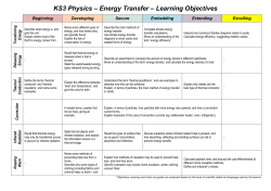 Energy Transfer &ndash; Learning Objectives