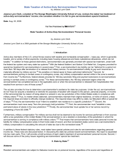 State Taxation of Active-Duty Servicemembers` Personal Income