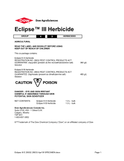 Eclipse&trade; III Herbicide - The DOW Chemical Company