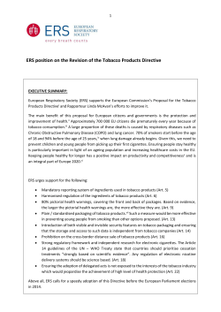 ERS position on the Revision of the Tobacco Products Directive