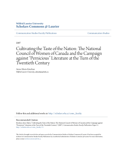 Cultivating the Taste of the Nation: The National Council of Women