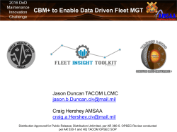 CBM+ to Enable Data Driven Fleet MGT