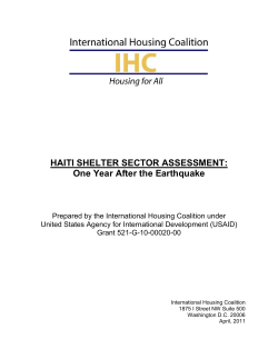 HAITI SHELTER SECTOR ASSESSMENT