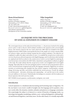 an inquiry into the processes of lexical expansion in current english