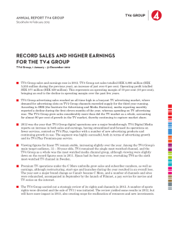 record sales and higher earnings for the tv4 group - TV4
