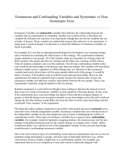 Extraneous and Confounding Variables and Systematic vs Non