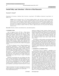 Social Policy and Abortion: A Review of the Research